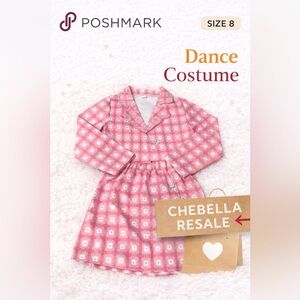 Pink Suit Dance Costume girls kids size 8 hand blinged full rhinestoned unique